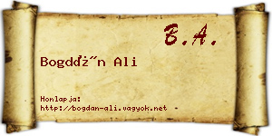 Bogdán Ali névjegykártya